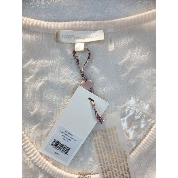 NWT LoveshackFancy Elba Crop Lightweight Cashmere Cardigan Shrug Ivory Small - Picture 6 of 10